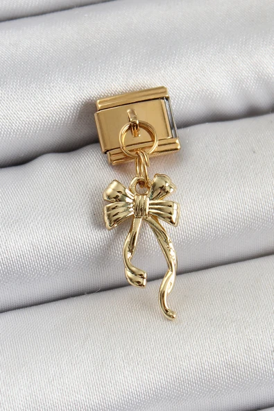 316L Çelik Sallantılı Uzun Fiyonk Model Gold Renk Nomination Charm - TJ-BC1403 ürün görseli
