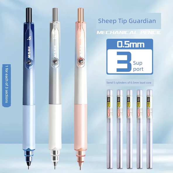 Mekanik Kalem Seti - 3 Renkli Gezegen Serisi - 0.5mm - 5 Yedek Uçlu