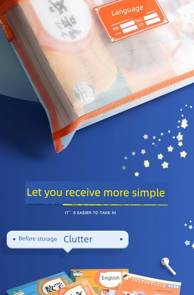 İlk Sınıf Ders Kitabı Dosya Çantası - Çift Katman - 1 Paket (Çince) - 8