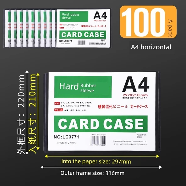 A4 Yatay Kalınlaştırılmış Belge Koruma Kılıfı - 100 Paket