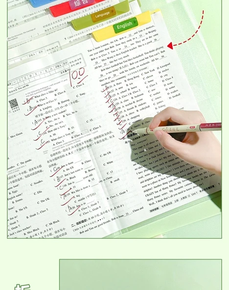 A3 Çift Klipsli 3. Sınıf/Lise Öğrencileri 9 Konu Test Kağıdı Klips Düzenleyici - 8