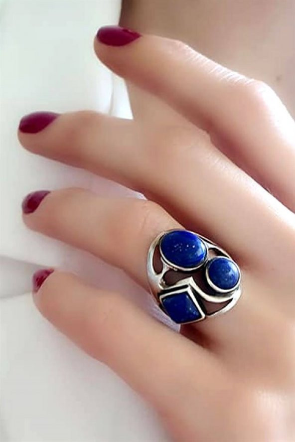 Lapis Taşlı Gümüş Tasarım Yüzük ürün görseli