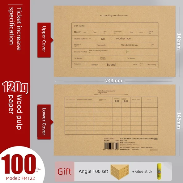 Belge Kapağı Seti - 120g Ahşap Pulp - 100 Adet - Çekim Belgesi ile - 243x142mm
