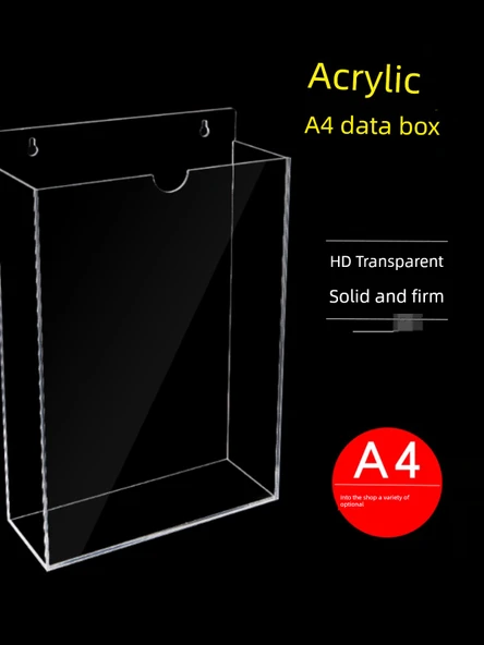 A4 Akrilik Duvara Monte Dosya Saklama Kutusu - Yatay (4cm iç) - Resim 3