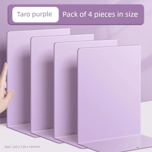 Metal Kitap Tutucu - Taro Mor - 4 Parça (A4 Kitaplar)