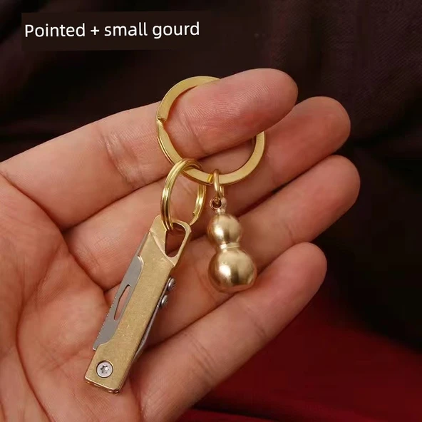 Titanyum Alaşım Mini Katlanabilir Mektup Açacağı - Pirinç Uçlu Baş + Katı Kaldıraç