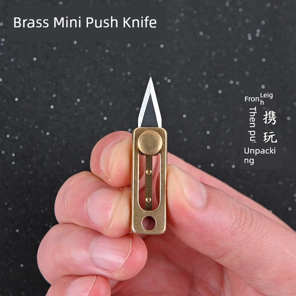 Titanyum Alaşım Mini Katlanabilir Mektup Açacağı - Pirinç Uçlu Baş + Katı Kaldıraç - 7