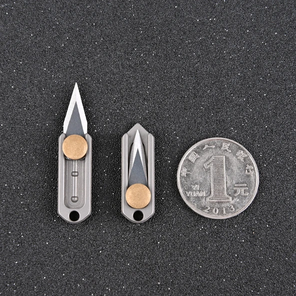 Titanyum Alaşım Mini Katlanabilir Mektup Açacağı - Pirinç Uçlu + Para Yiyen Pixiu - 5