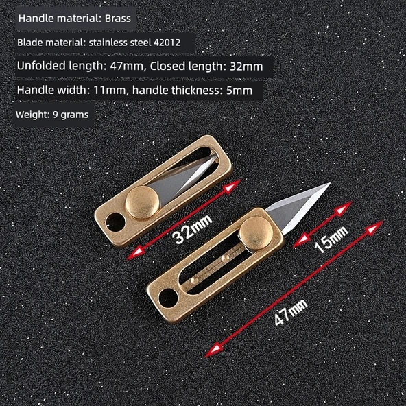 Titanyum Alaşım Mini Katlanabilir Mektup Açacağı - Pirinç Uçlu Baş + Katı Kaldıraç - 8