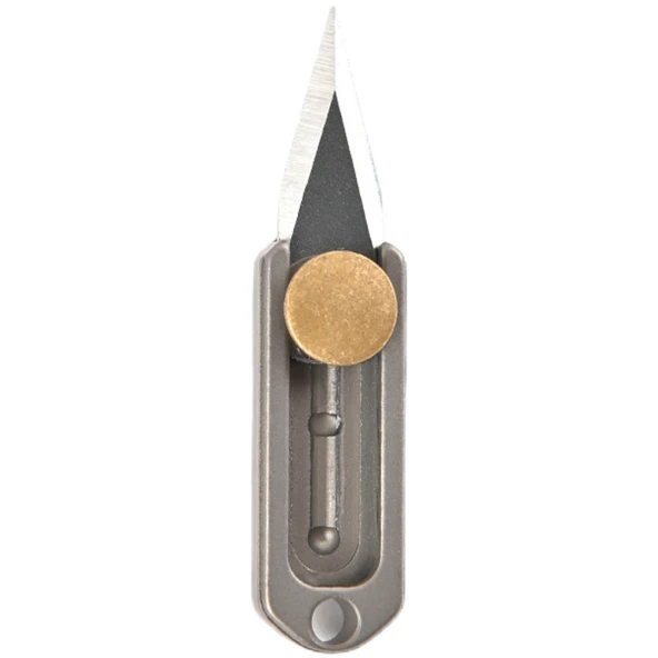 Titanyum Alaşım Mini Katlanabilir Mektup Açacağı - Pirinç Uçlu Baş + Katı Kaldıraç - 6