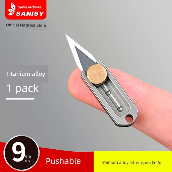 Titanyum Alaşım Mini Katlanabilir Mektup Açacağı - Pirinç Uçlu + Altın Balık - 2