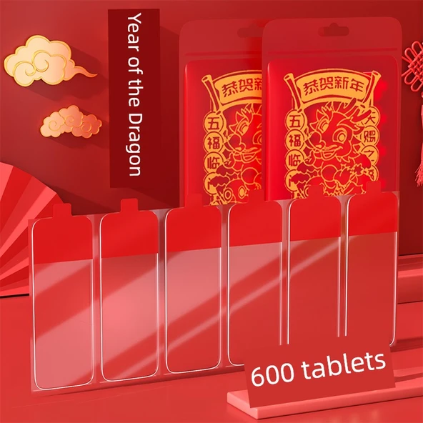 Lunar Yeni Yıl İkili Sticker - Ejderha Yılı 10 Paket 600 Parça - 18x50mm
