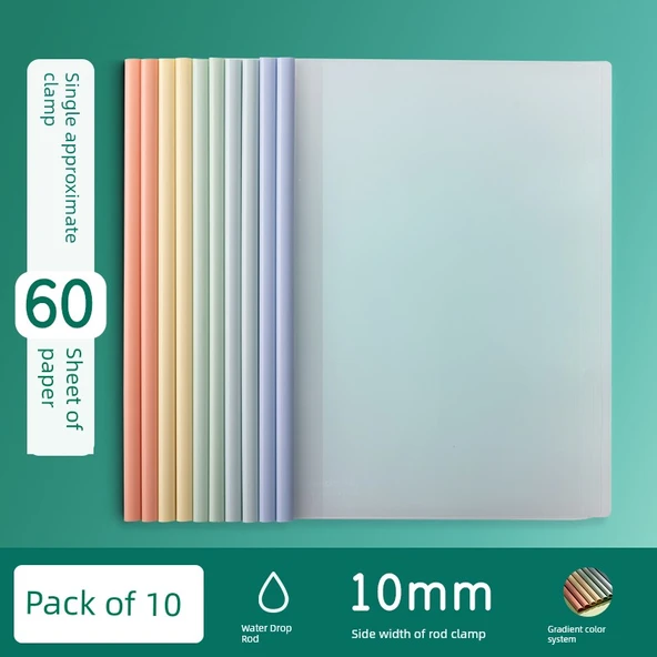 A4 Şeffaf Kelepçe Dosya - 10 Paket - 10mm Su Damlası Kelepçe