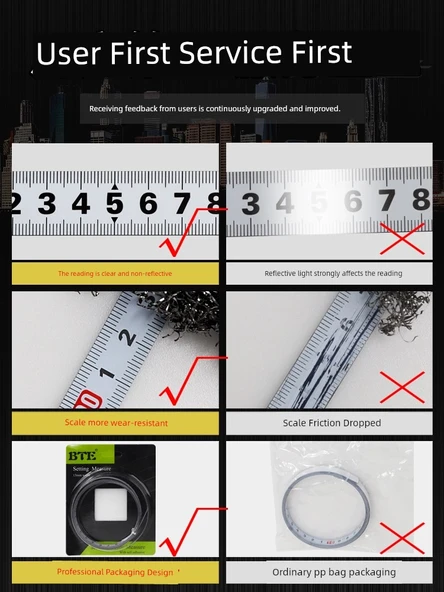 Yapışkan Mezura Cetveli - Beyaz Aşınmaya Dayanıklı Porselen 16mm - Ters 1 Metre - 4