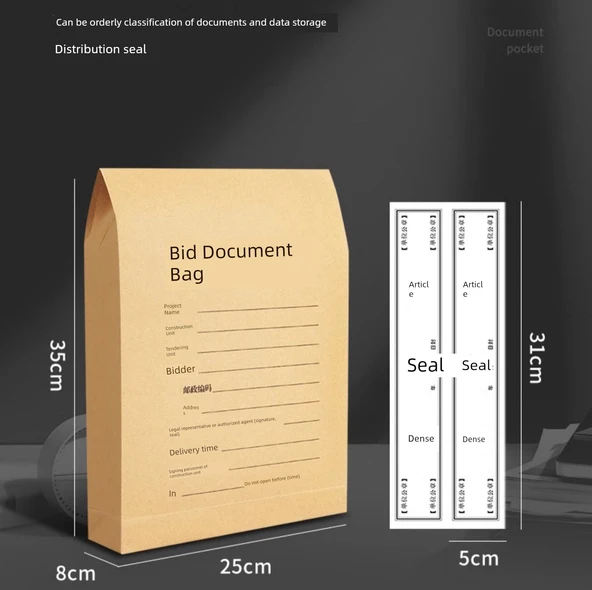 Belgeler için Kraft Kağıt Zarf - 10cm Arka Genişlik Boş 200g Ağaç Pulp Kağıt - 10 Paket - 8
