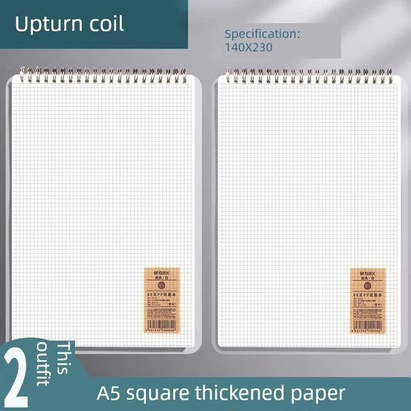 Dikey Spiral Defter - A5 Kareli - 2 Paket