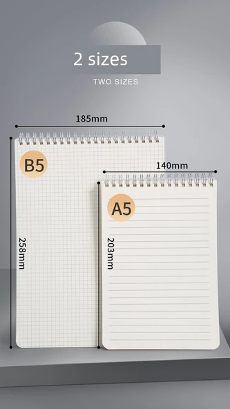 Dikey Spiral Defter - A5 Kareli - 2 Paket - 10