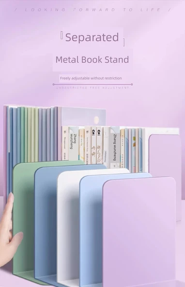 Metal Kitap Tutucu - Taro Mor - 2 Parça - A4 Kitaplar - 7