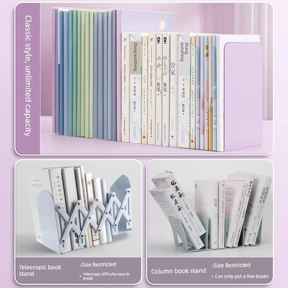 Metal Kitap Tutucu - Taro Mor - 2 Parça - A4 Kitaplar - 5