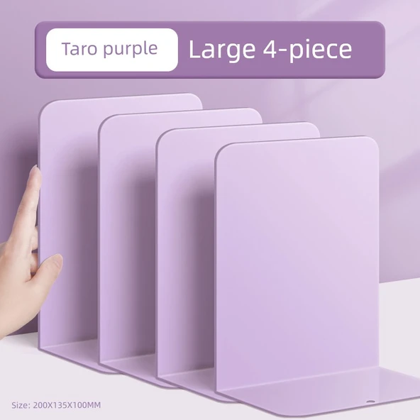 Metal Kitap Tutucu - Taro Mor - Büyük - 4 Parça