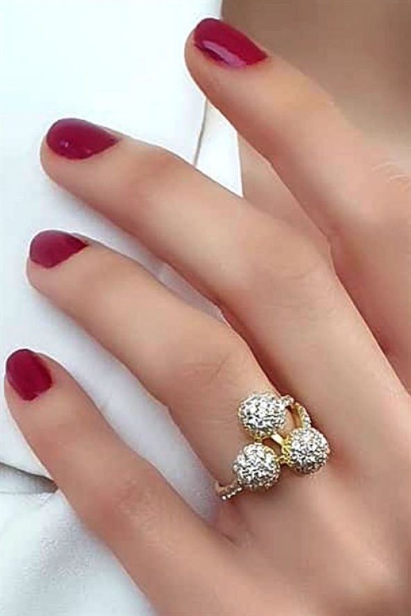Zirkon Taş Detaylı İtalyan Tasarımı Gümüş Modern Top Yüzük ürün görseli