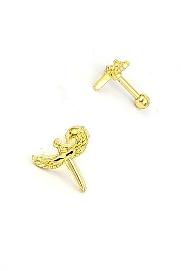 Altın Kaplama Anti Alerjik Cerrahi Çelik Tragus Kıkırdak Piercing ürün görseli