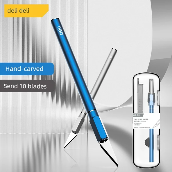 Deli Oymacılık Bıçağı - Mavi + A4 Kesim Matı - 2