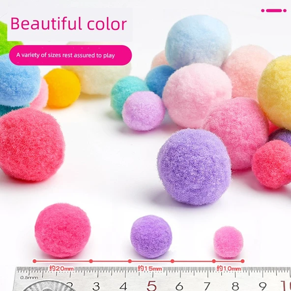 DIY Yüksek Elastik Kabarık Kürk Topları - Macaron Renk - 400 Parça - Depolama Kutusu ① - 3