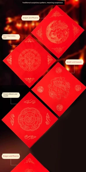Wufu Linmen 45*45cm Kırmızı Xuan Kağıt Doufang - 20 Yaprak - 7