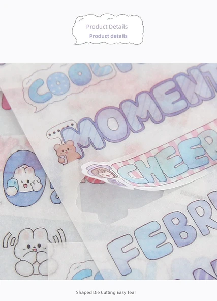 İngiliz Alfabesi Sevimli Günlük Çıkartmaları - Kağıt + PET/Abu İngilizce - 2 Paket - Resim 10