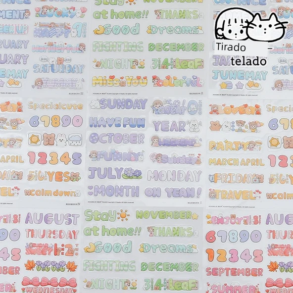 İngiliz Alfabesi Sevimli Günlük Çıkartmaları - Kağıt + PET/Abu İngilizce - 2 Paket - Resim 2