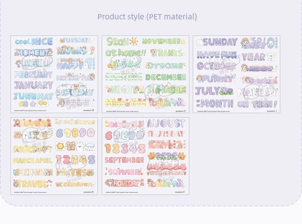 İngiliz Alfabesi Sevimli Günlük Çıkartmaları - Kağıt + PET/Abu İngilizce - 2 Paket - Resim 9