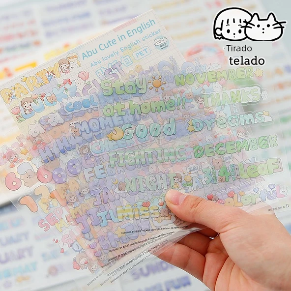 İngiliz Alfabesi Sevimli Günlük Çıkartmaları - Kağıt + PET/Abu İngilizce - 2 Paket - Resim 5