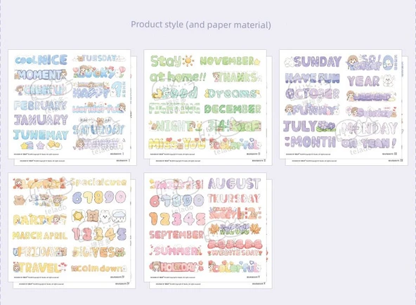 İngiliz Alfabesi Sevimli Günlük Çıkartmaları - Kağıt + PET/Abu İngilizce - 2 Paket - Resim 8