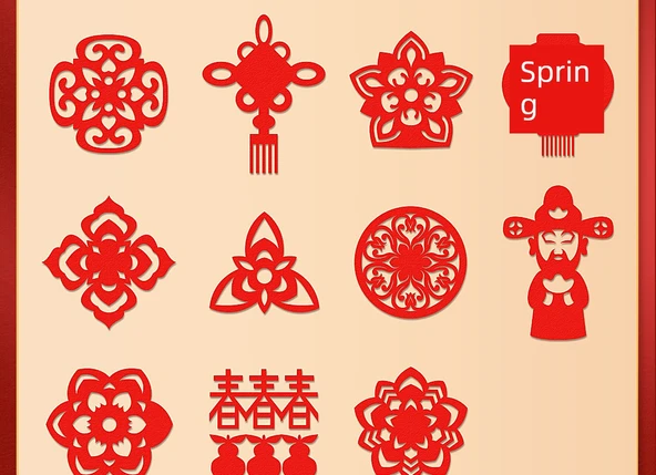 Yeni Yıl Kağıt Kesim Seti - 160 Pencere Izgarası + 8 Yumuşak Magnetli Buzdolabı Stickerı - 7