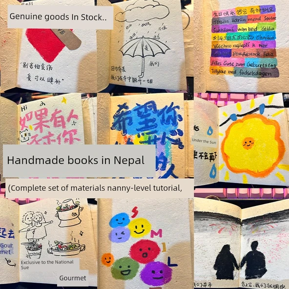 El Yapımı DIY Defter Malzeme Kiti - Başlangıç Seti - 30 Orta Boy Beyaz Çiçek ve Çim - Rastgele Stil - 2