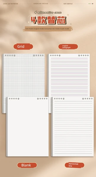 Retro Spiral Defter A5 Yatay Çizgi -1 Defter (Açık Gri) - 12