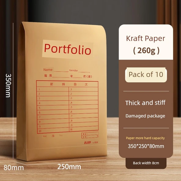 A4 Kraft Kağıt Portföy - 8cm Alt Genişlik [10] Kalınlaştırılmış Büyük