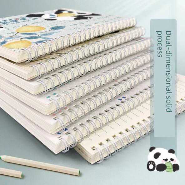 Panda A5 İnk Bambulu Kadife 8 Spiral Defter - 8
