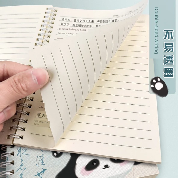 Panda B5 İnk Bambulu Kadife 2 Spiral Defter - 5