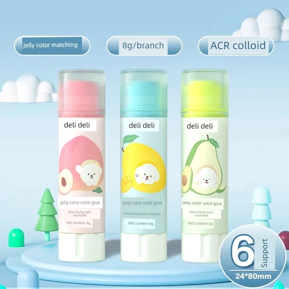 Jöle Yapıştırıcı Kalemi - Tatlı Üç Renk - 8g/6 Paket
