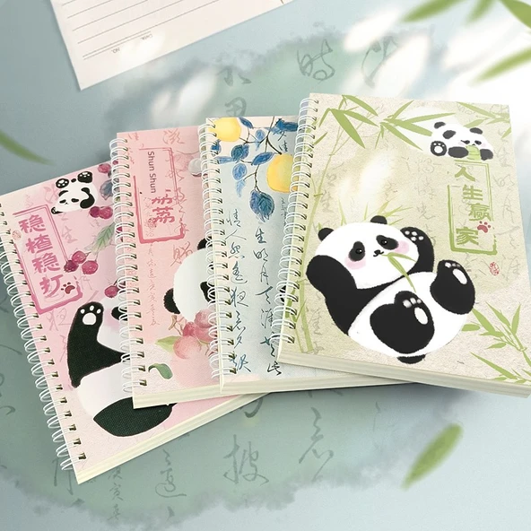 Panda A5 İnk Bambulu Kadife 8 Spiral Defter - 7