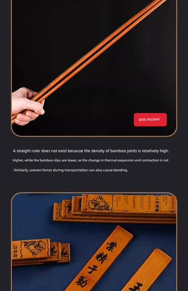 Bambu Öğretmen Cetveli - Minimalist Sözsüz Cetvel - 12