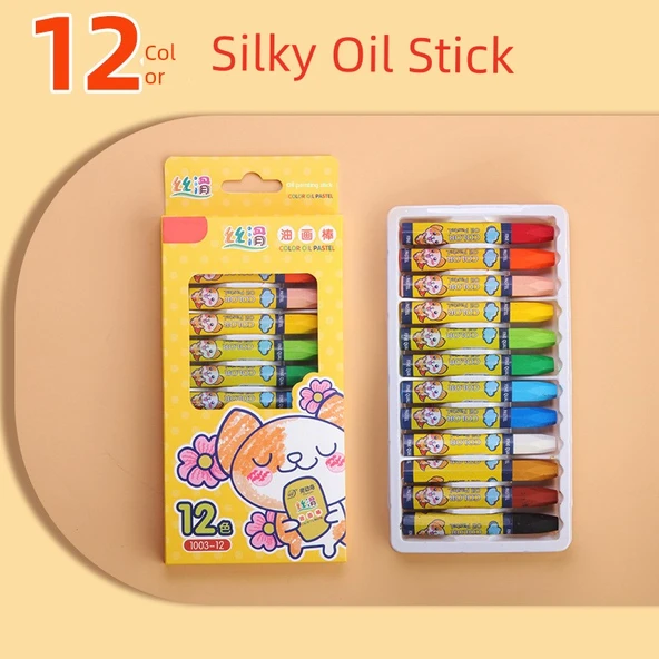 Yağlı Boya Krayonu - 12 Renk - Güvenli ve Yıkanabilir
