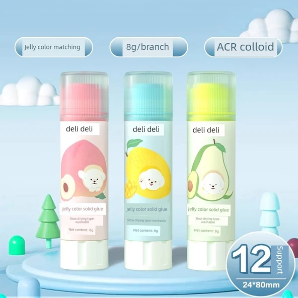 Jöle Yapıştırıcı Kalemi - Tatlı Üç Renk - 8g/12 Paket