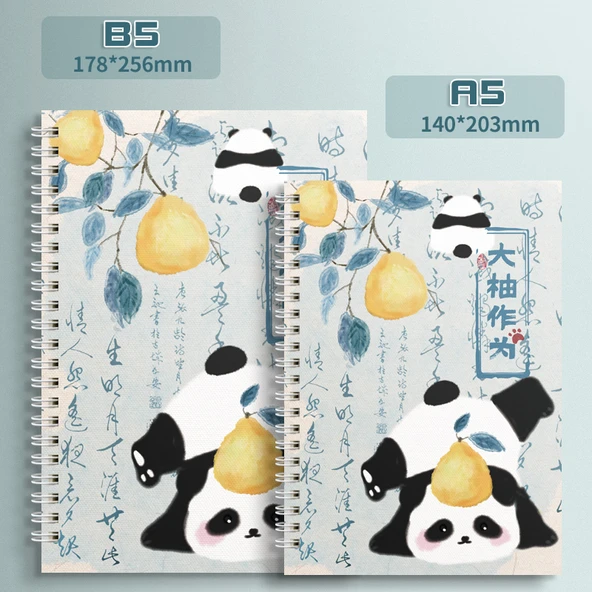 Panda B5 İnk Bambulu Kadife 2 Spiral Defter - 12