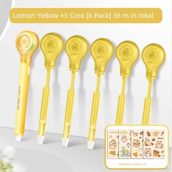 Kalem Şeklinde Düzeltme Bandı - Limon Sarısı + 5 Yedek 36m
