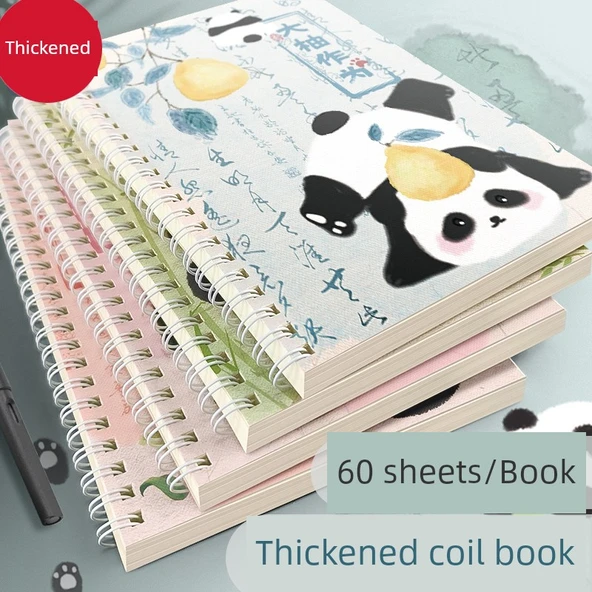 Panda A5 İnk Bambulu Kadife 4 Spiral Defter - 2