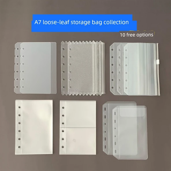 A7 Gevşek Yaprak Defter Aksesuarları Depolama Çantası - Şeker Parlak - 2