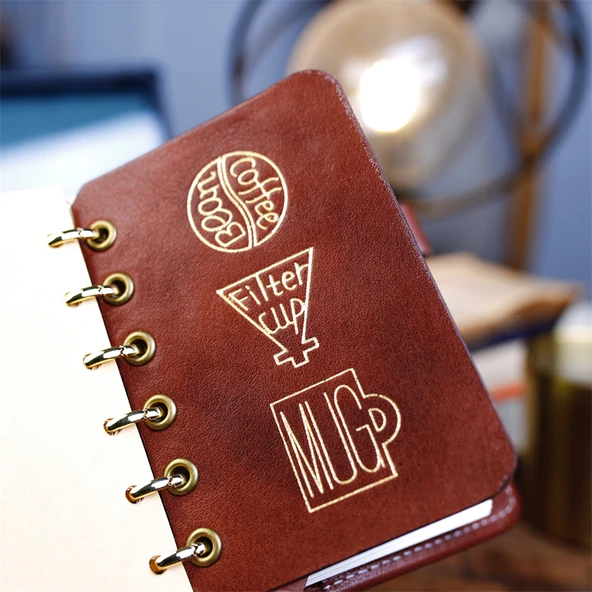 Gerçek Deri A6 Gevşek Yaprak Defter - Kestane Rengi - Ayırıcı Sayfa ile